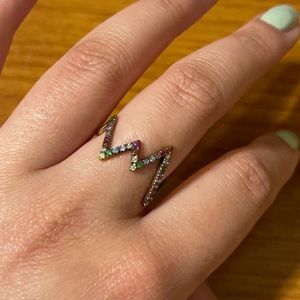 Rainbow rhinestone ring